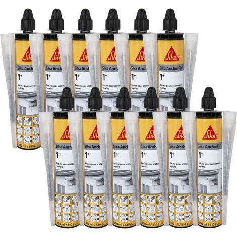 Set aus 12 chemischen Schnellversiegelungsharzen SIKA Anchorfix-1 Plus - Steinton - 300ml
