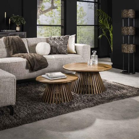 Runder Couchtisch 2er-Set Vera Mangoholz
