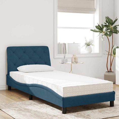 Bett mit Matratze Blau 80x200 cm Samt (1/5)