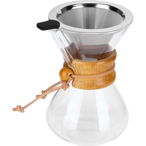 Cafetière à Filtre en Verre Résistant à Haute Température avec Filtre Inox (400 ml)