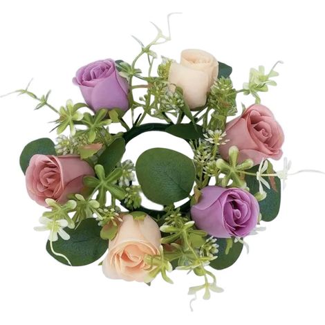 Couronne Pour Bougie - Couronne Florale Avec Feuilles D'eucalyptus - Pour Bougie Pilier Lanterne Centre De Table Mariage Fête Décoration Intérieure - 23 X 23 X 8 Cm - 1 Pièce (1/5)