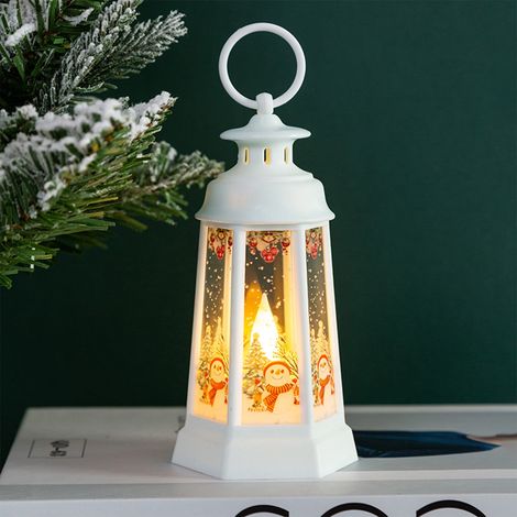 Veilleuse De Noël - Veilleuse À Led Rétrô Portative Alimentée Par Piles - Motifs Père Noël Et Bonhomme De Neige - Blanc Ou Bronze - 1 Pièce (1/4)