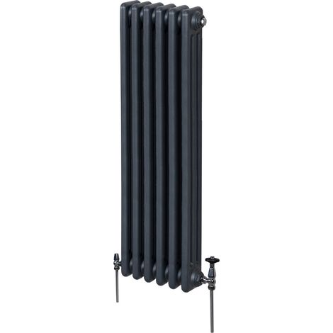 Radiador Tradicional Vertical de 3 columnas 1500mm x292mm  Gris Antracita   Acero  Montado en pared  Kit de fijación y soportes  + Cepillo de limpieza GRATIS  Calefacción estufa calefactor