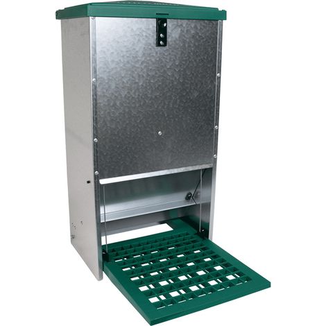Mangeoire renforcée 20 kg – Anti-rats avec pédale ajustable – Tôle galvanisée résistante aux intempéries – Pour 10 poules – Olba