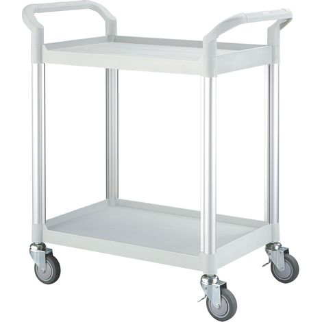 Chariot de service polypropylène Gris clair 2 Plateaux 800 x 480 x H950 mm - Matériel CHR Pro