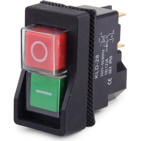 Arrêt d'Urgence - Interrupteur à 4 Broches 250 V - Pour Machines d'Atelier - KLD28 - 1 Pièce (1/5)