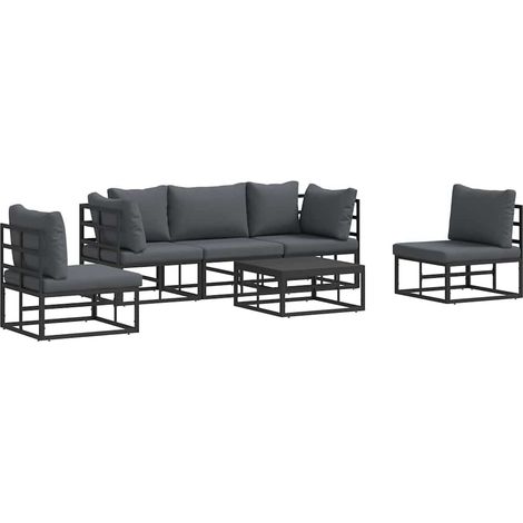 Maison Exclusive - Set Divano da Giardino con cuscino 6 pcs Nero Alluminio