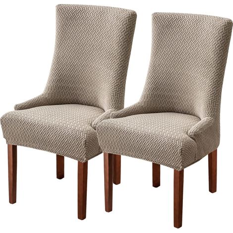 Beyamis Housse de fauteuil extensible en jacquard à carreaux longs, sergé kaki, lot de 2 pour salle à manger et cuisine (1/5)