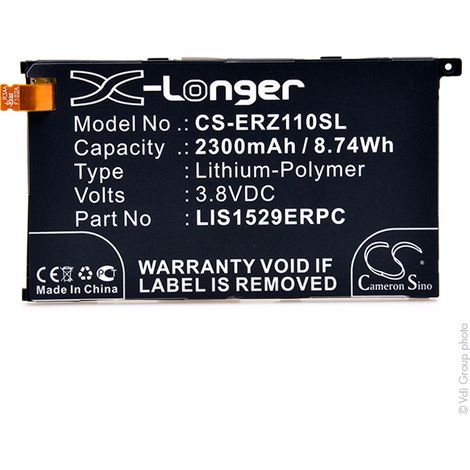 NX - Batterie téléphone, smartphone, GSM pour Sony Ericsson 3.8V 2300mAh - 1274-3419.11 (1/3)