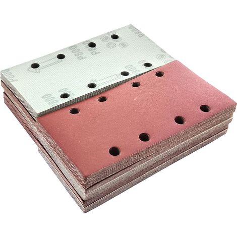 100pièces 93x185mm Papier Abrasif Rectangulaire Grain800 Disques abrasifs Hook and Loop à 8Trous Papier de Verre pour Ponceuse Rectangulaire (1/5)