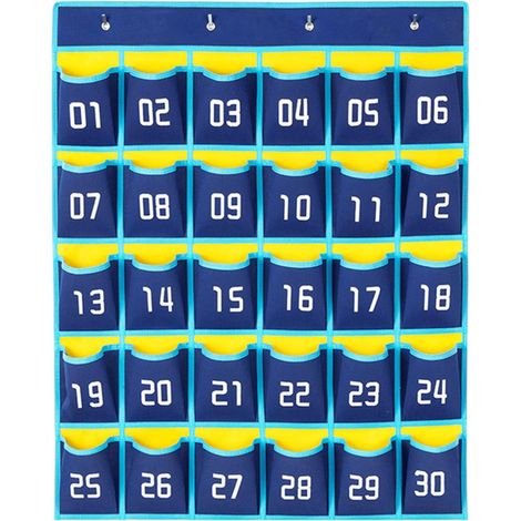 30 Sac de Rangement Suspendu pour Téléphone Portable Calculatrices Tableau de Poche avec 4 Crochets, Au-Dessus de la Porte Organisateur de téléphone (1/5)