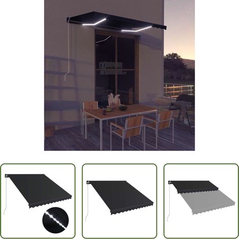 Sonnenschutz -  Markise Manuell Einziehbar mit LED 350x250 cm Anthrazit (1/5)