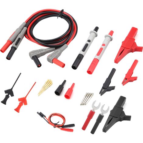 P1300D Electronic Digital Multimeter Test Leads with Crocodile Clips Replaceable Probe Tips Set