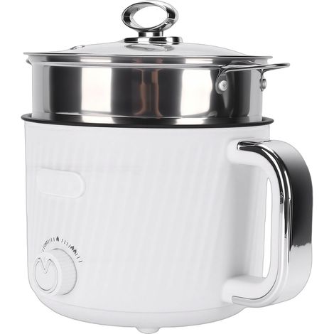 Bouilloire électrique multifonctionnelle en acier inoxydable avec panier vapeur, idéale pour les résidences étudiantes, les maisons et les appartements (prise américaine 110 V). (1/5)
