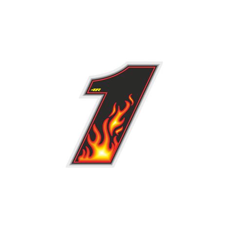 Numeri Adesivi Flames - Numeri: 1 - Dimensione: 27 X 37 MM