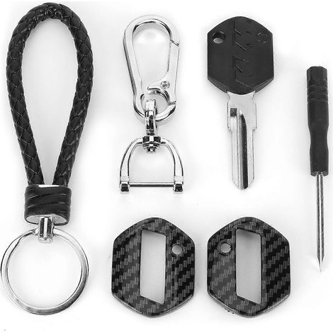 Kit de clés de contact vierges pour moto avec coque style fibre de carbone et lame en cuivre. (1/4)