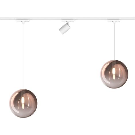 Binario top light mono 1184 eclipse yari bianco g9 led lampada soffitto moderna spot orientabile sfera vetro rame
