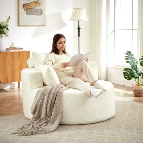 Fauteuil en mousse chenille, aucun assemblage requis, fauteuil-lit moderne et moelleux pour salon, chambre, séjour et showroom (1/5)