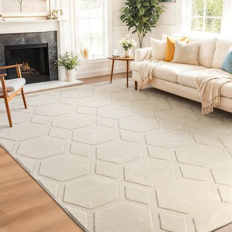 Grand Beige Tapis Salon 200x300cm Lavable en Machine Moderne Chambre Tapis Antidérapant Doux 3D Effet Moquette de Chambre Salon Salle a Manger (1/5)