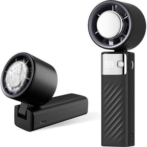 Mini climatiseur portable 5000 mAh – Turbo, 1-199 vitesses – Écran LED – Extérieur, bureau – Noir (1/5)