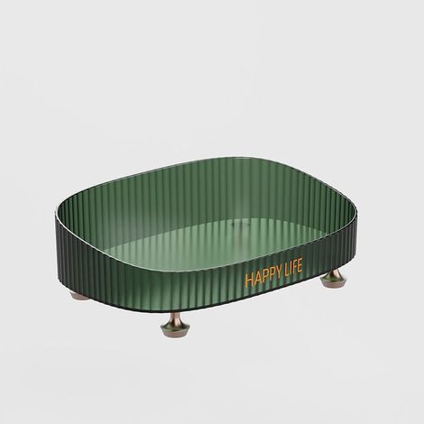 Multifunktionale Aufbewahrungsbox für den Schreibtisch, Kosmetikständer im Retro-Chic-Stil auf Beinen, transparente Organizerbox (1/5)