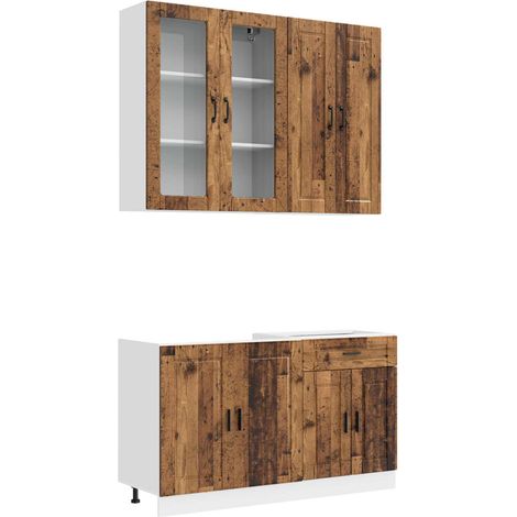 Kitchen Unit PORTO 4 pcs Old Wood Engineered Wood vidaXL