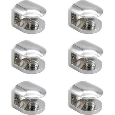 6Pcs Pince à Verre Pince Support en Alliage de Zinc Fixations Réglable Support pour Tablettes en Verre de 6-10 mm d'épaisseur