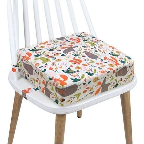 Rehausseur Chaise Enfant Coussin, en Toile de Coton Lavable avec 2 Sangles, Boucle de Sécurité, Motif de Dessin Animé Pour Enfant (1/5)