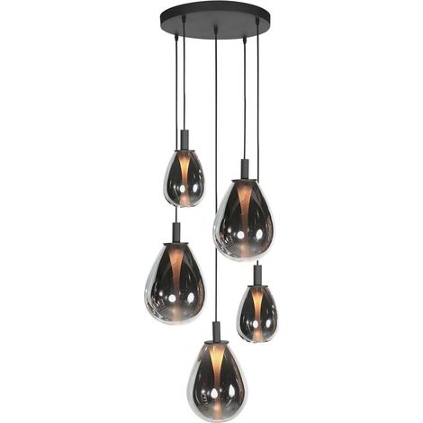 Steinhauer - hängeleuchte - Glimsy - schwarz - glas metall - Ø