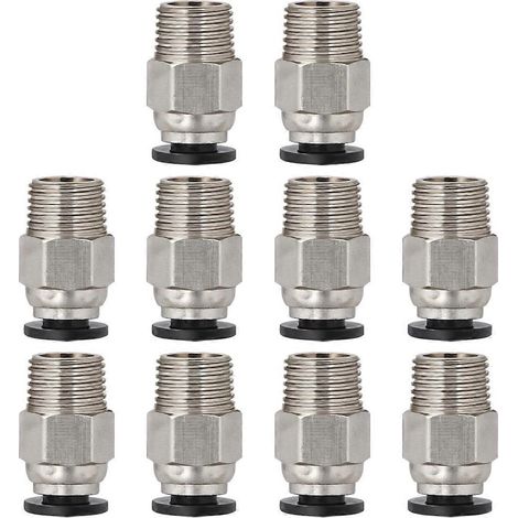 UEETEK Lot de 10 raccords pneumatiques droits mâles PC4-M10 pour tube PTFE pour imprimante 3D