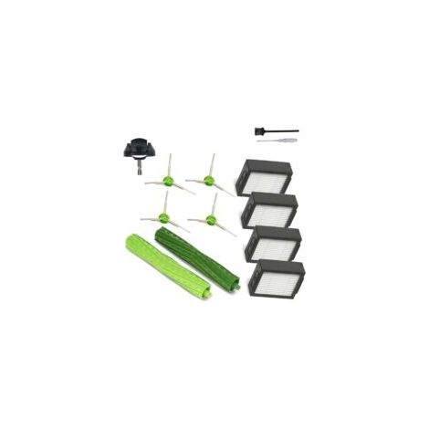 Accessori e ricambi per iRobot Roomba j7 i7 i6 i3 i4 i2 i5 i8 i1+/Plus e5 e6 serie IEJ: 1 spazzola a rullo in gomma, 1 ruota girevole, 4 filtri, 4 spazzole laterali nere.