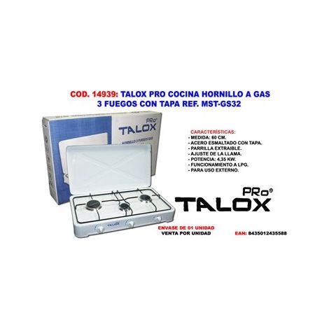 TALOX PRO Cuisinière à Gaz Cuisine 3 Brûleurs avec Couvercle MST-GS32