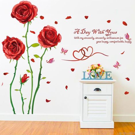 Stickers muraux roses, décoration intérieure, papier peint décoratif (1/4)