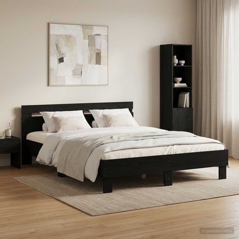 vidaXL Estructura de cama Roble Negro 135 x 190 cm (1/5)
