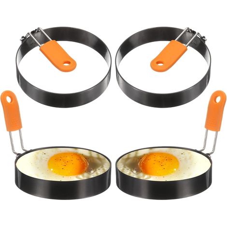 Kochring – 4-teilig – Edelstahl – Antihaftbeschichtung – Für Eier und Pfannkuchen – 10 cm (1/5)