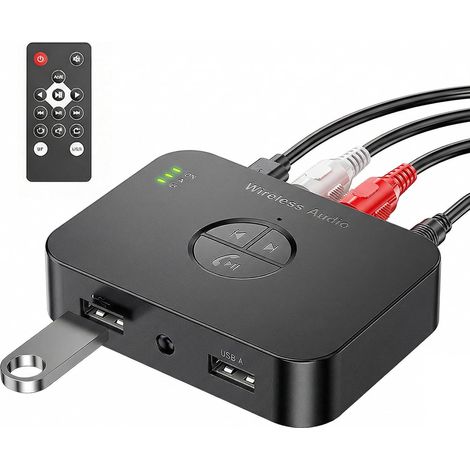 Adaptateur Bluetooth pour chaîne stéréo 6.0 - Récepteur Bluetooth avec télécommande Aux 3,5 mm RCA - Transmetteur HiFi pour TV haut-parleurs projecteurs (1/5)