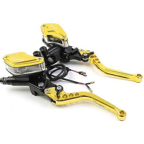 Maître-cylindre de frein et d'embrayage hydraulique universel pour moto de course (1 paire) avec levier réglable pour Honda, Yamaha et Kawasaki - Or