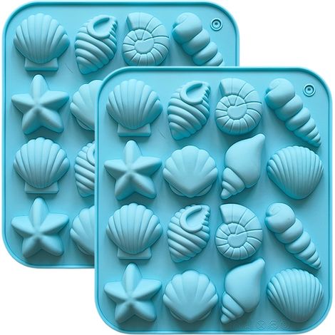 Moule en silicone 3D pour animaux marins, coquillage et étoile de mer, idéal pour des créations sucrées comme des gâteaux et bonbons
