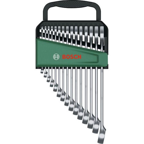 Bosch combination wrench set 15-piece – Chrome vanadium steel – 60% higher torque than ISO – Ergonomic design – Organizer included – 1600A02Z9E (1/2)