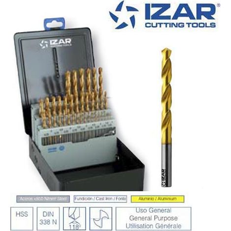 coffret 37 forets HSS-TIN Izar de 1 à 10 mm par 0.25 mm