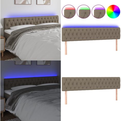 Cabecero con LED de tela gris taupe 180x7x78/88 cm - Cabecero de cama - Cabecero con luz LED
