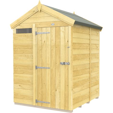 5 x 5 Feet Apex Security Shed - Single Door - Wood - L158 x W147 x H217 cm