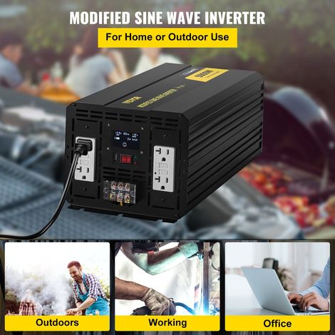 Onduleur Onde Sinusoïdale Modifiée 5000 W CC 12 V vers CA 110 V Écran LCD (1/5)