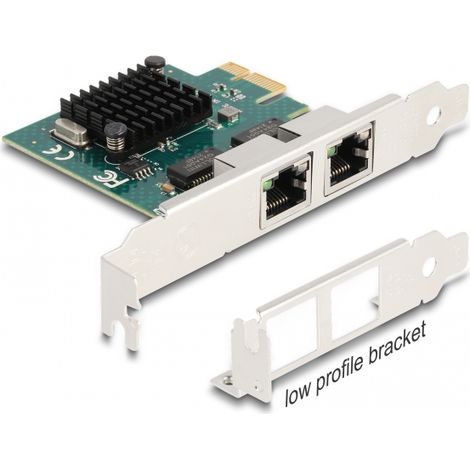 Delock Tarjeta PCI Express x1 a 2 x RJ45 Gigabit LAN