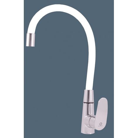 Mitigeur évier haut flexible à mémoire de forme AMUR-Chromé blanc-Chromé blanc---Chromé blanc (1/5)