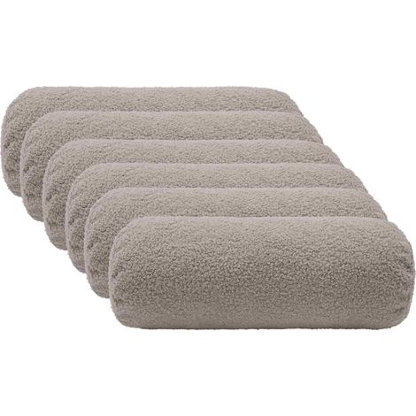 Cushion Cover 6 pcs HEERLEN Light Grey Ø 15 x 40 cm Bouclé vidaXL