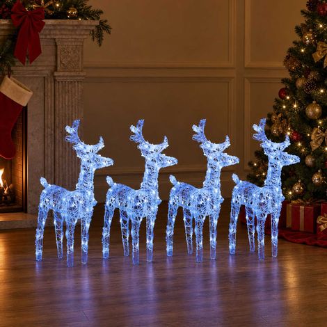 vidaXL Christmas Reindeers 4 pcs Blue 160 LEDs Acrylic (1/5)