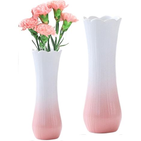 Vase céramique rose moderne pour fleurs séchées, herbe pampa, salon, bureau ou maison (1/5)