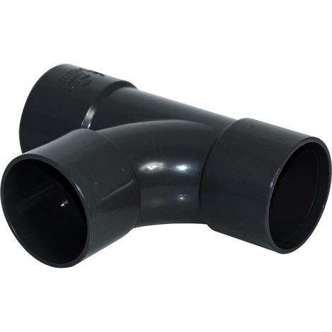 FloPlast 40mm ABS Solvent Weld Swept Tee - Black Pipe Fitting (1/2)