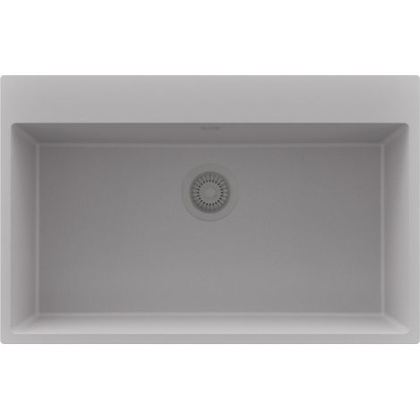 PRIMAGRAN Evier Cuisine en Granit 78x50cm,Lavabo 1 bac + Kit de Vidage, Évier à Encastrer au meuble 80cm - Riga, Gris